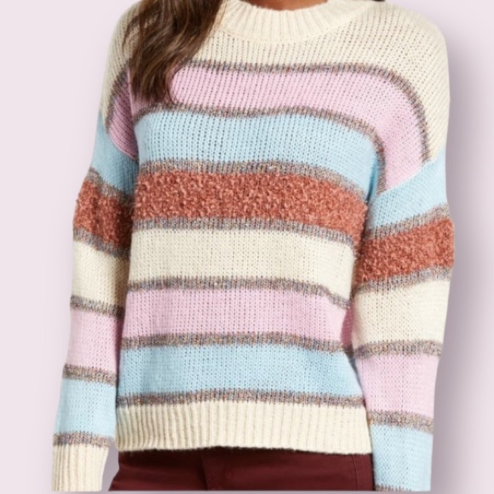 Cotton Emporium Cotton Candy Metallic Striped Sweater